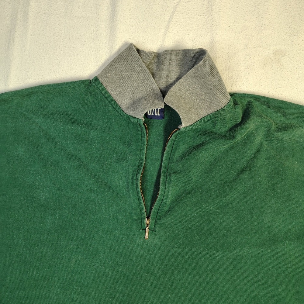 Vintage GAP Mens Quarter Zip Pullover Size M Green Cotton 90s Gorpcore Sweater - Picture 4 of 12